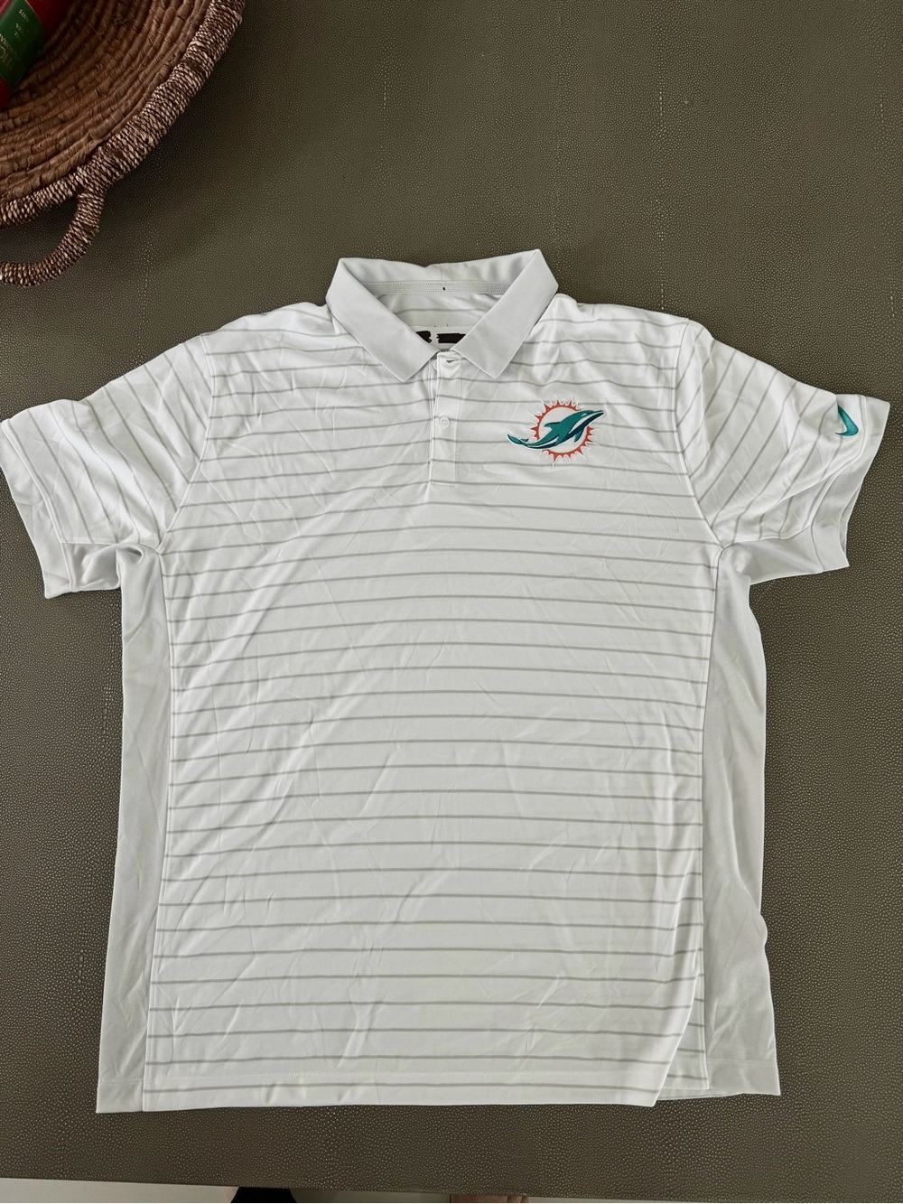 Men's Nike White Miami Dolphins Sideline Victory Stripe Dri-FIT Polo X L